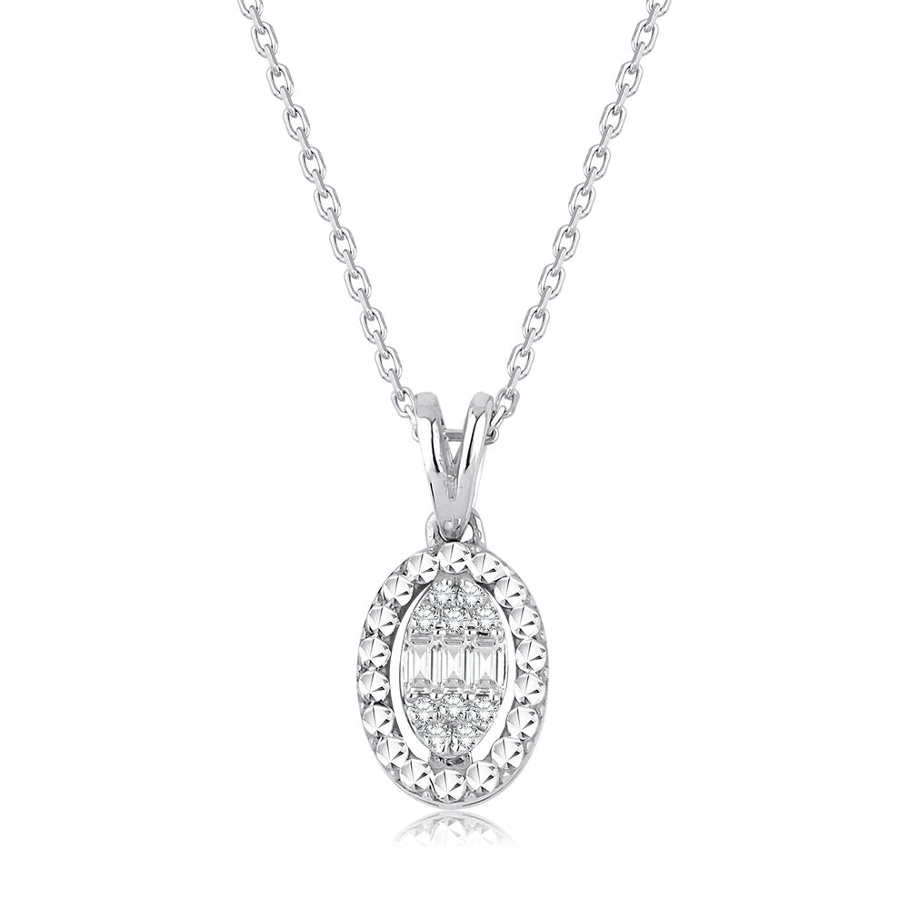 0.07 Carat Diamond Baguette Necklace