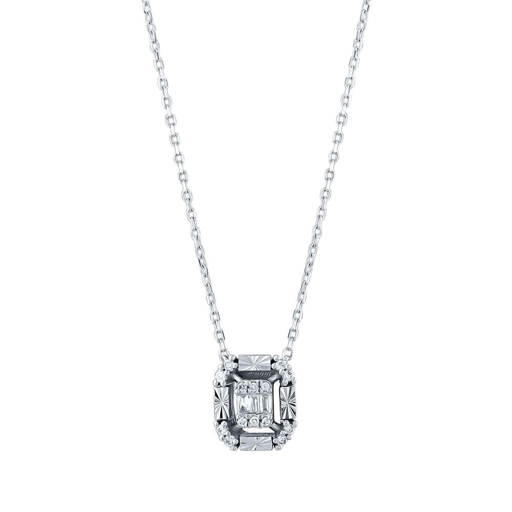 0.08 Carat Diamond Dainty Baguette Necklace