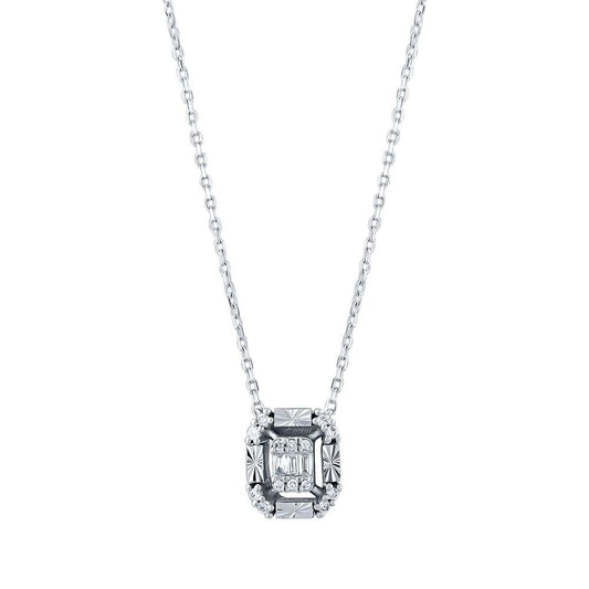 0.08 Carat Diamond Dainty Baguette Necklace