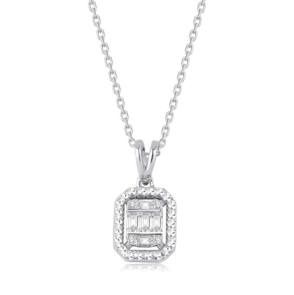 0.09 Carat Diamond Baguette Necklace