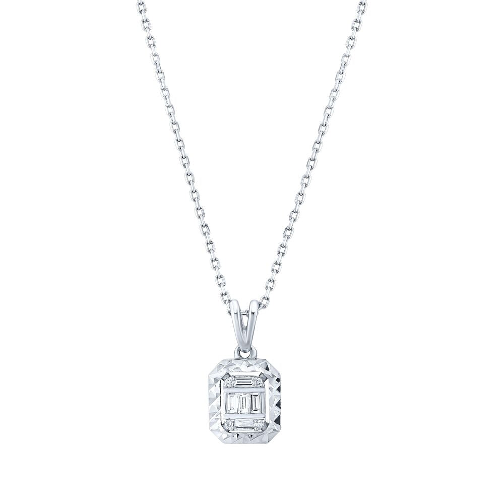 0.09 Carat Diamond Baguette Necklace