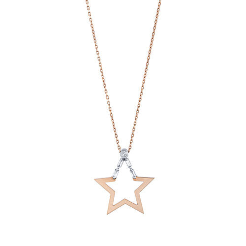 0.12 Carat Baguette Diamond Star Necklace