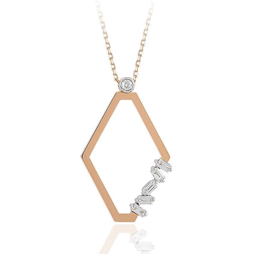 0.14 Carat Diamond Baguette Necklace