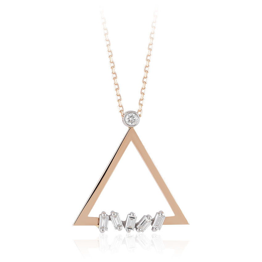 0.14 Carat Diamond Baguette Necklace