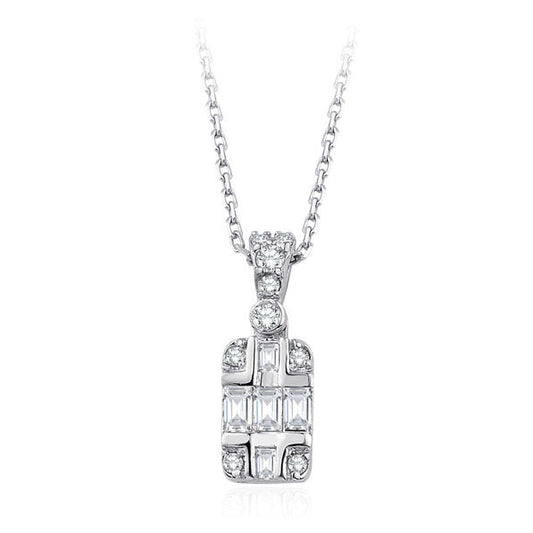0.15 Carat Diamond Baguette Necklace
