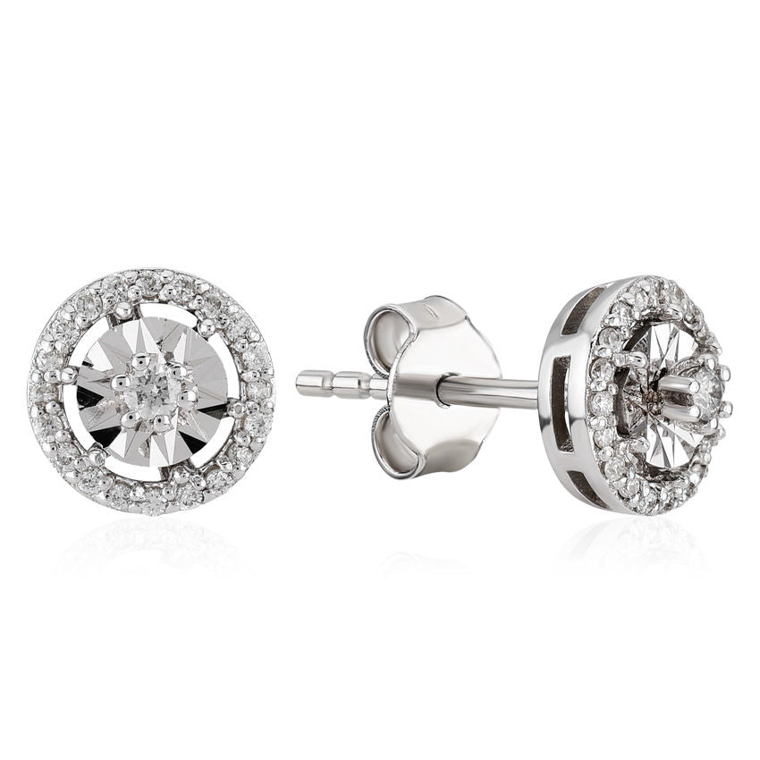 0.16 Carat Mirror Diamond Solitaire Earrings