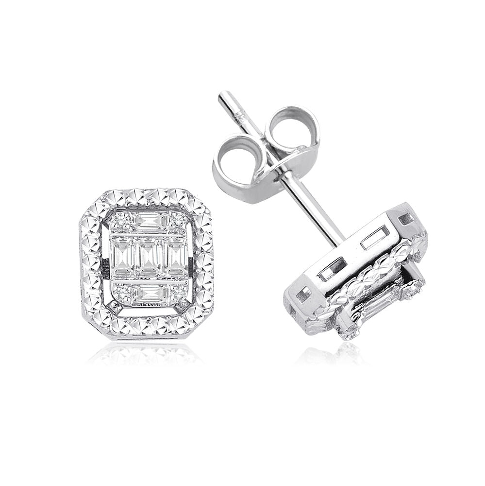 0.16 Carat Diamond Baguette Earrings