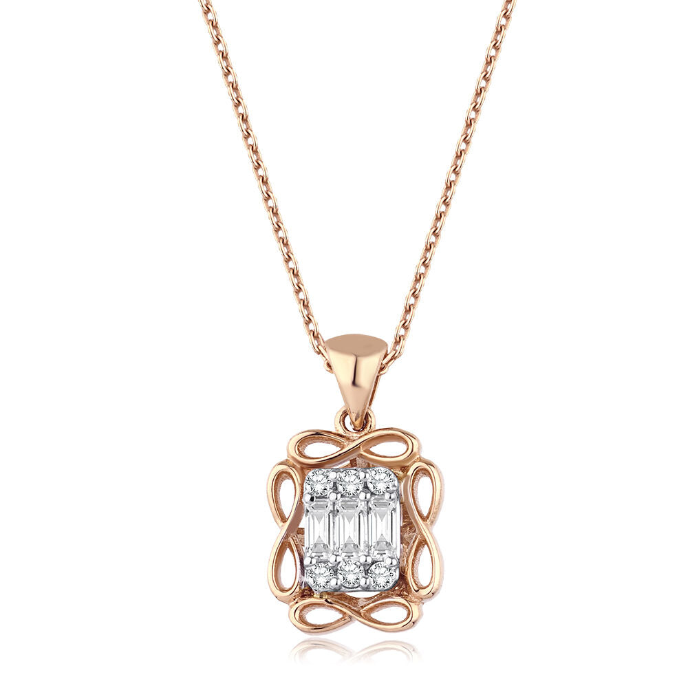 0.17 Carat Diamond Baguette Necklace