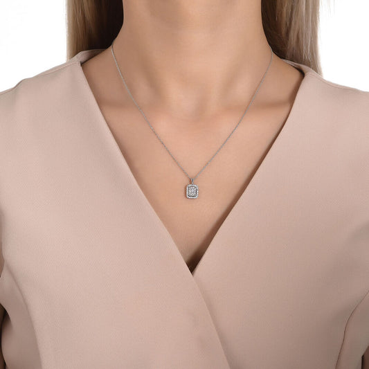 0.19 Carat Diamond Baguette Necklace