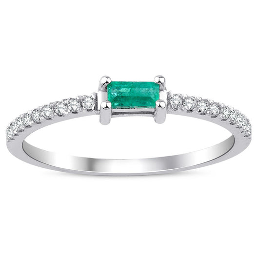0.20 Carat Diamond Emerald Ring