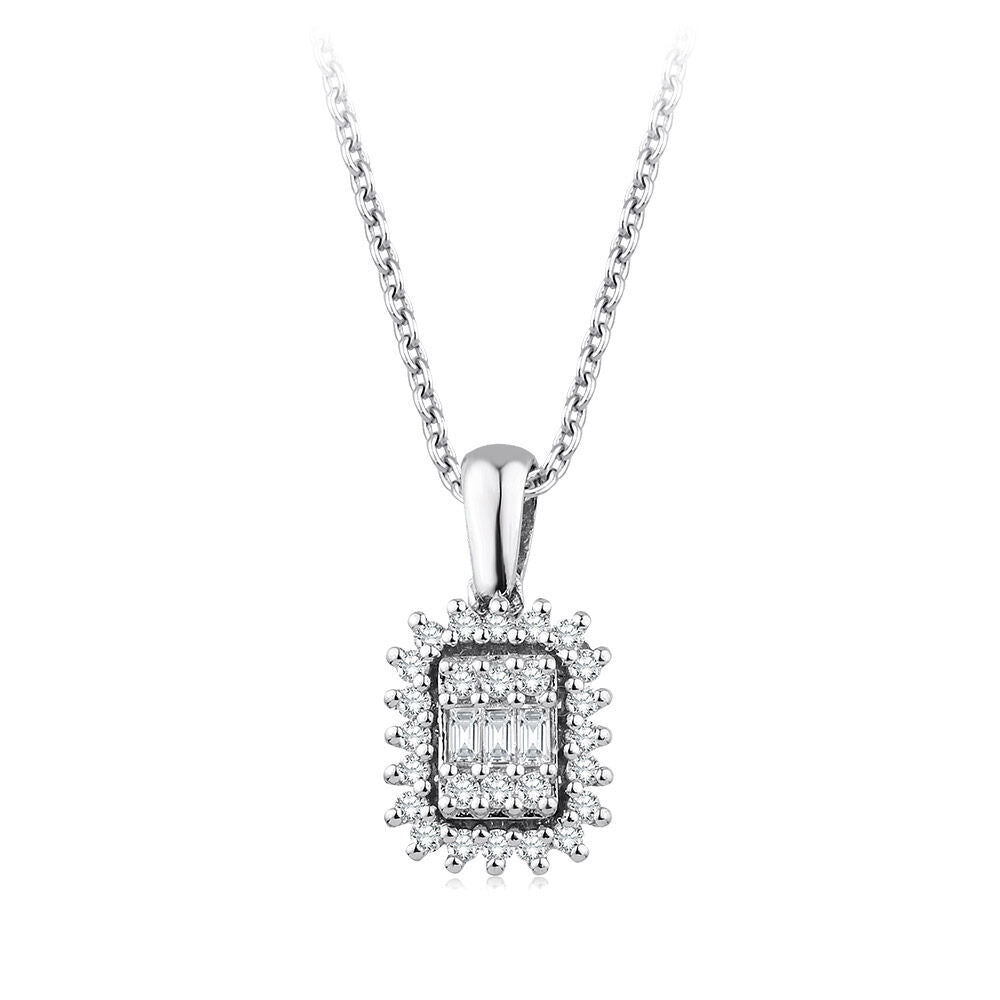 0.22 Carat Diamond Baguette Necklace