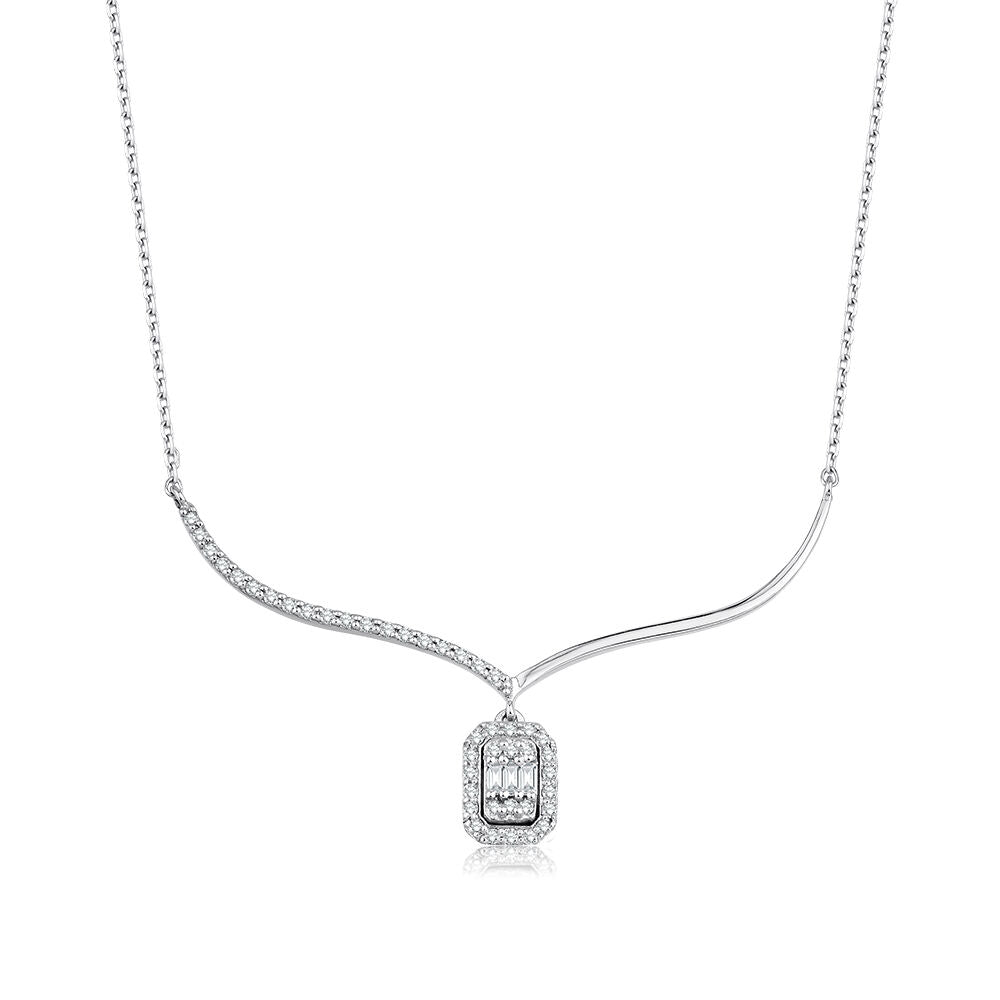 0.29 Carat Diamond Baguette Necklace