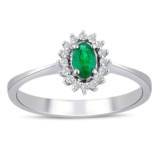 0.34 Carat Diamond Emerald Ring
