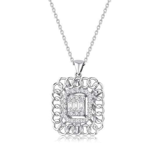 0.34 Carat Diamond Baguette Necklace
