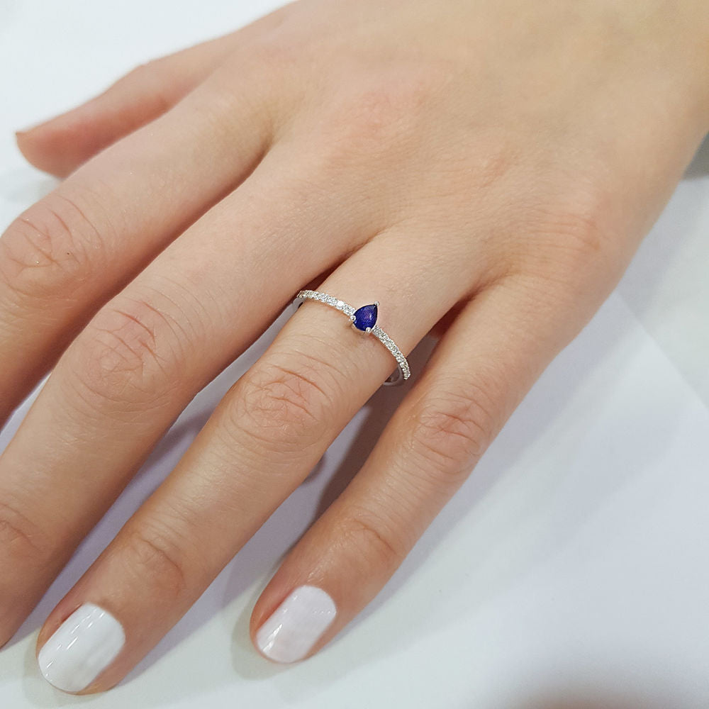 0.35 Carat Diamond Sapphire Ring