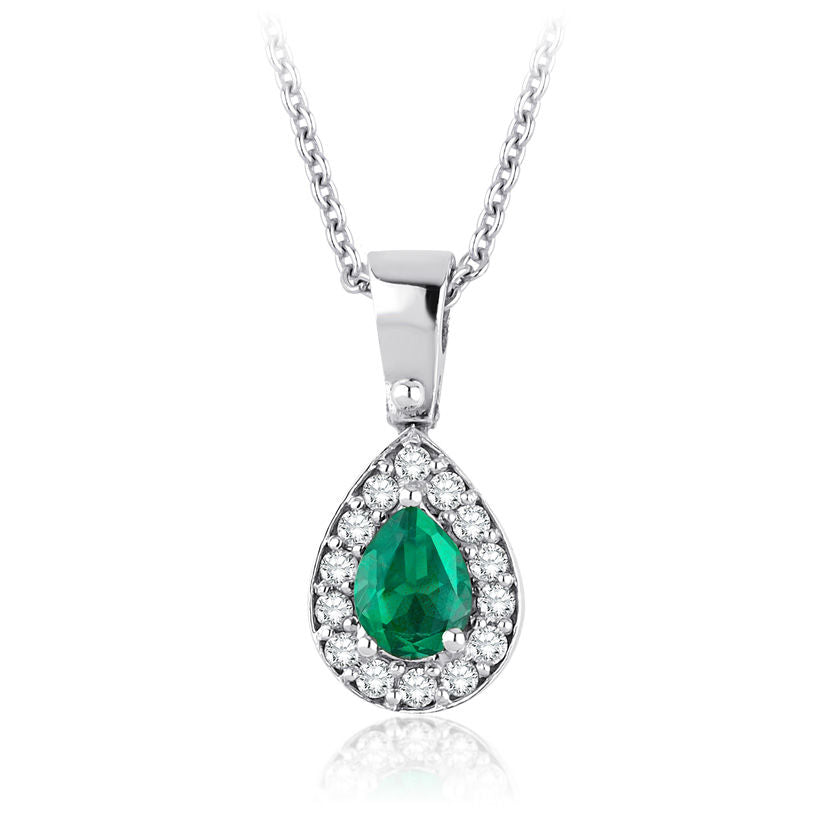 0.35 Carat Diamond Emerald Necklace