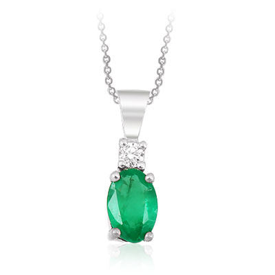 0.38 Carat Diamond Emerald Necklace