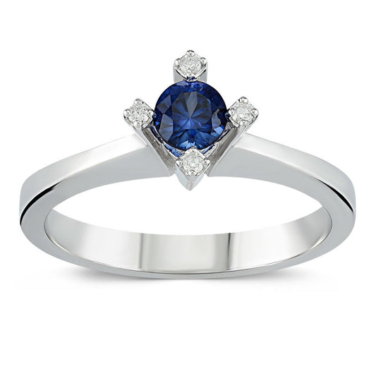 0.40 Carat Diamond Sapphire Solitaire Ring