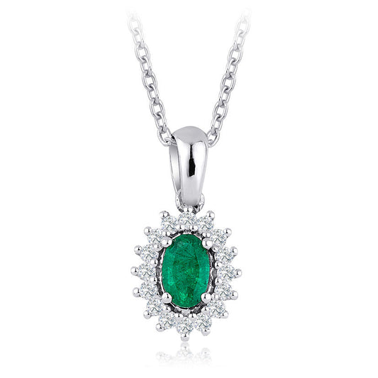 0.40 Carat Diamond Emerald Necklace