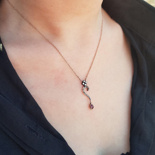 0.41 Carat Diamond Ruby Necklace