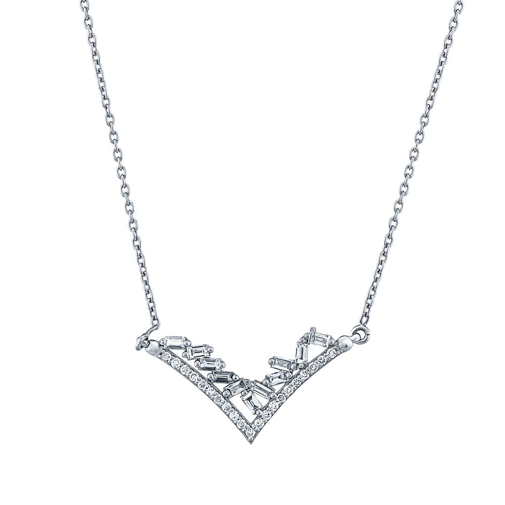0.43 Carat Diamond Triangle Baguette Necklace