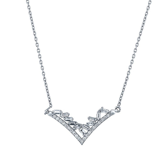 0.43 Carat Diamond Triangle Baguette Necklace