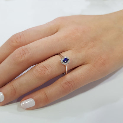 0.44 Carat Diamond Sapphire Ring