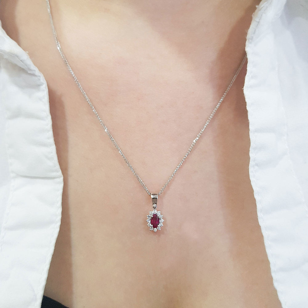 0.44 Carat Diamond Ruby Necklace