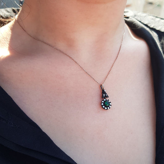 0.45 Carat Diamond Emerald Necklace