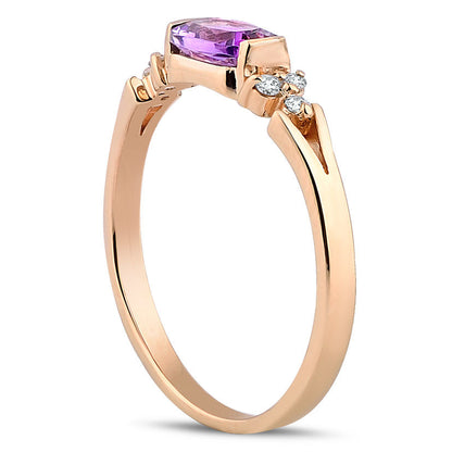 0.45 Carat Diamond Amethyst Ring