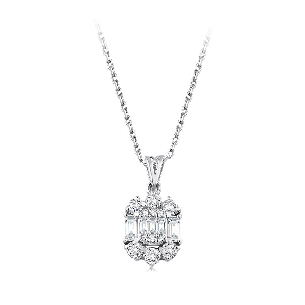 0.45 Carat Diamond Baguette Necklace