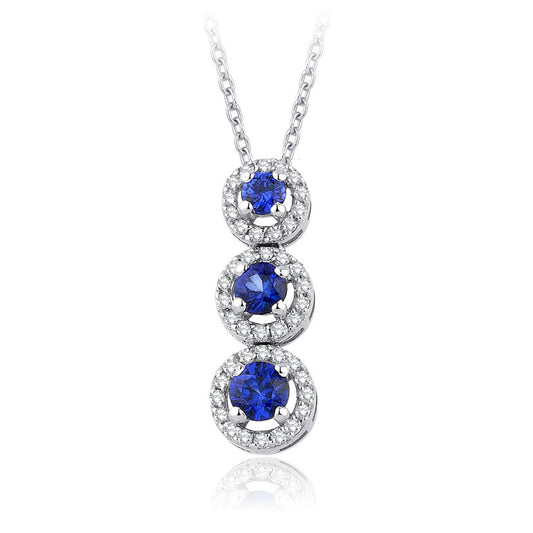 0.55 Carat Diamond Sapphire Necklace