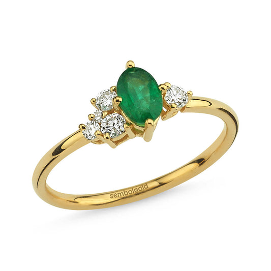 0.59 Carat Diamond Emerald Ring G - SI Yellow Solid Gold