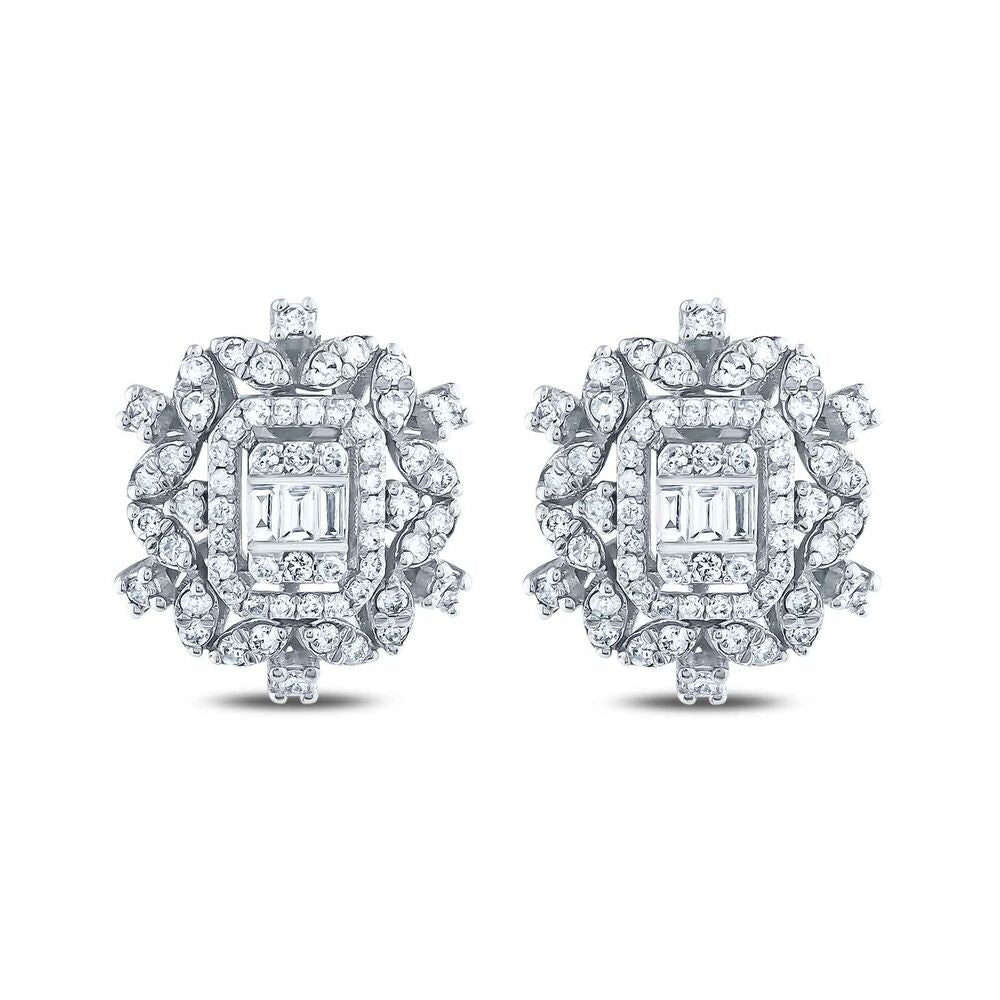 0.60 Carat Diamond Baguette Dainty Earrings