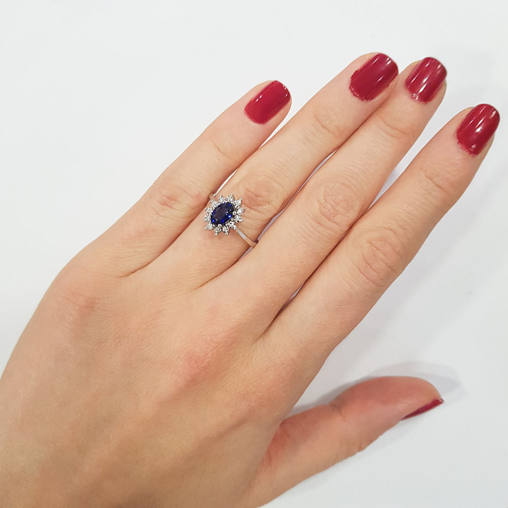 0.61 Carat Diamond Sapphire Ring