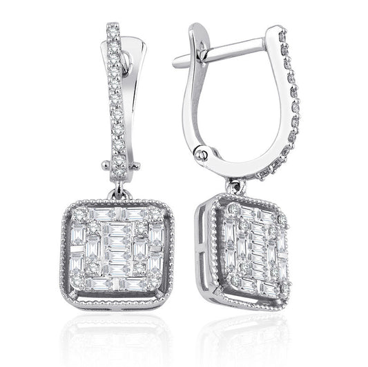 0.65 Carat Diamond Baguette Earrings
