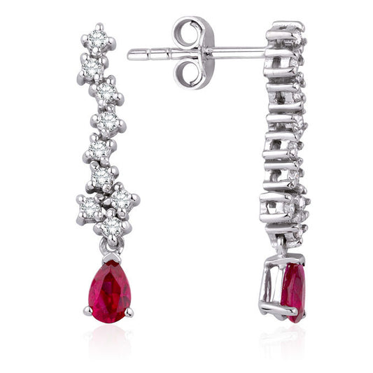 0.70 Carat Diamond Ruby Earrings