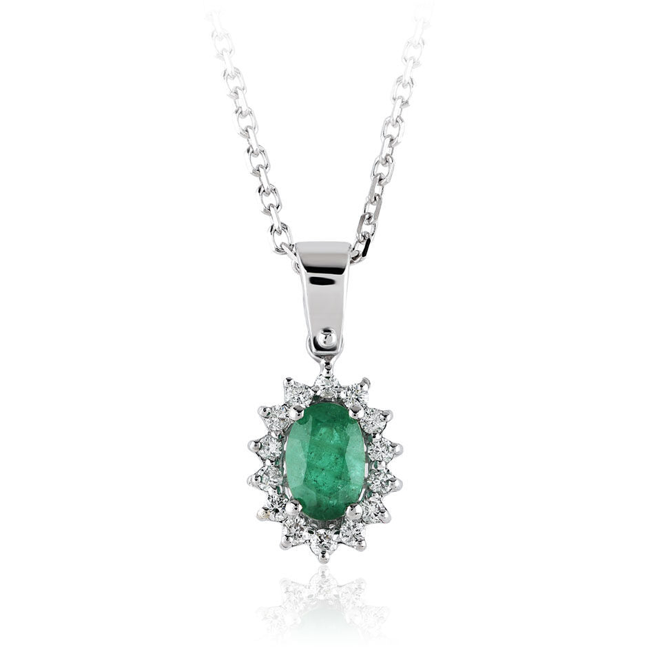 0.70 Carat Diamond Emerald Necklace