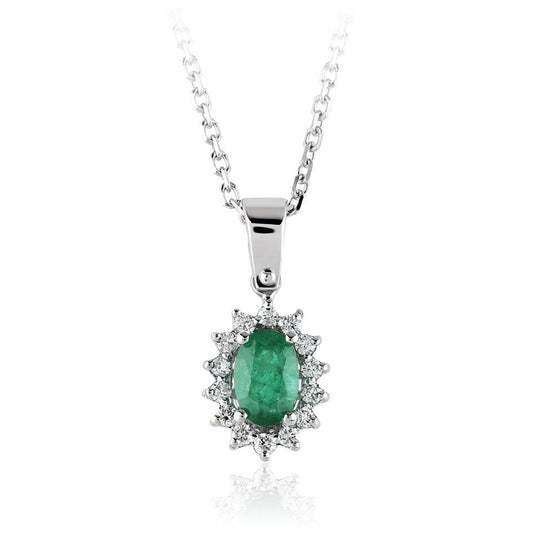 0.70 Carat Diamond Emerald Necklace