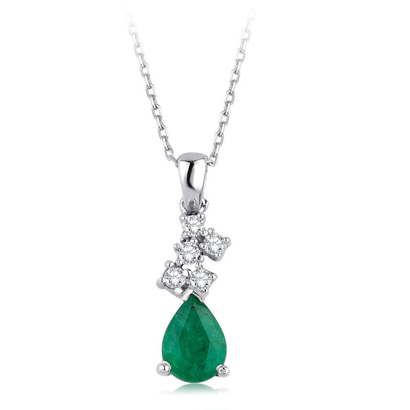 0.70 Carat Diamond Emerald Necklace