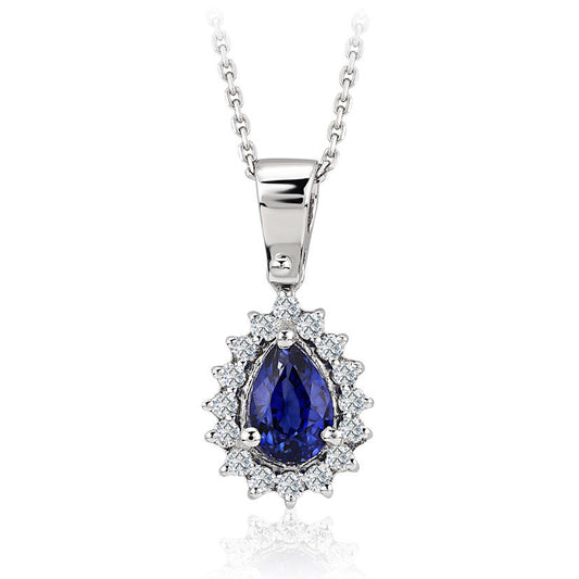 0.71 Carat Diamond Sapphire Necklace