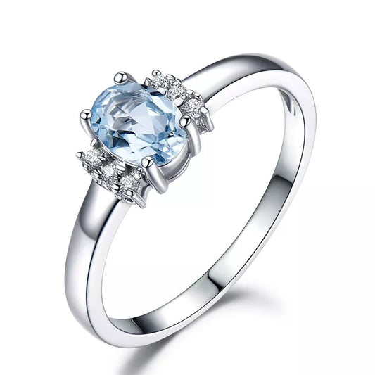 0,75 Carat Diamond Aquamarine Ring 14K