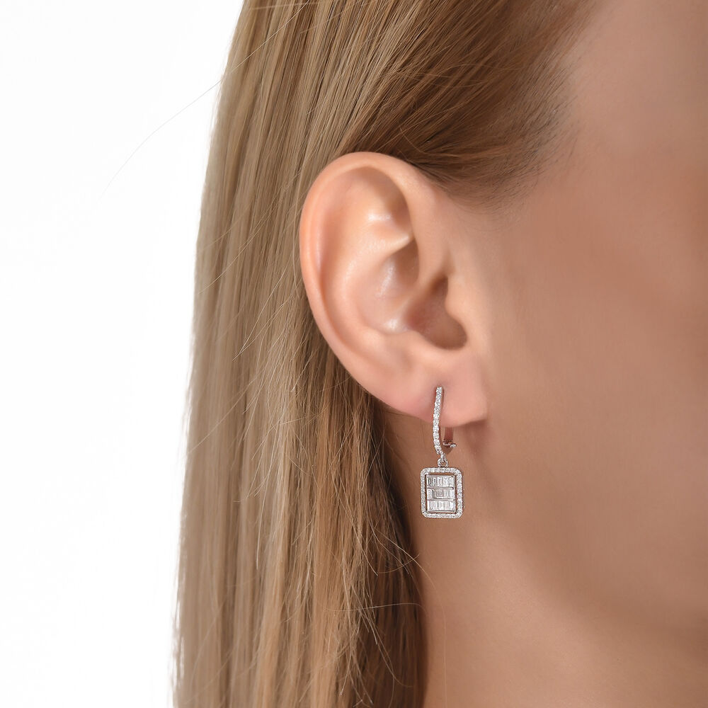 0.75 Carat Diamond Baguette Earrings