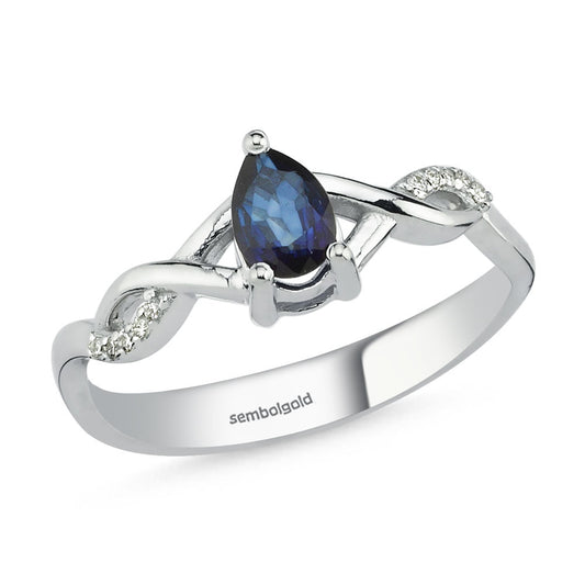 0.77 Carat Diamond Sapphire Ring