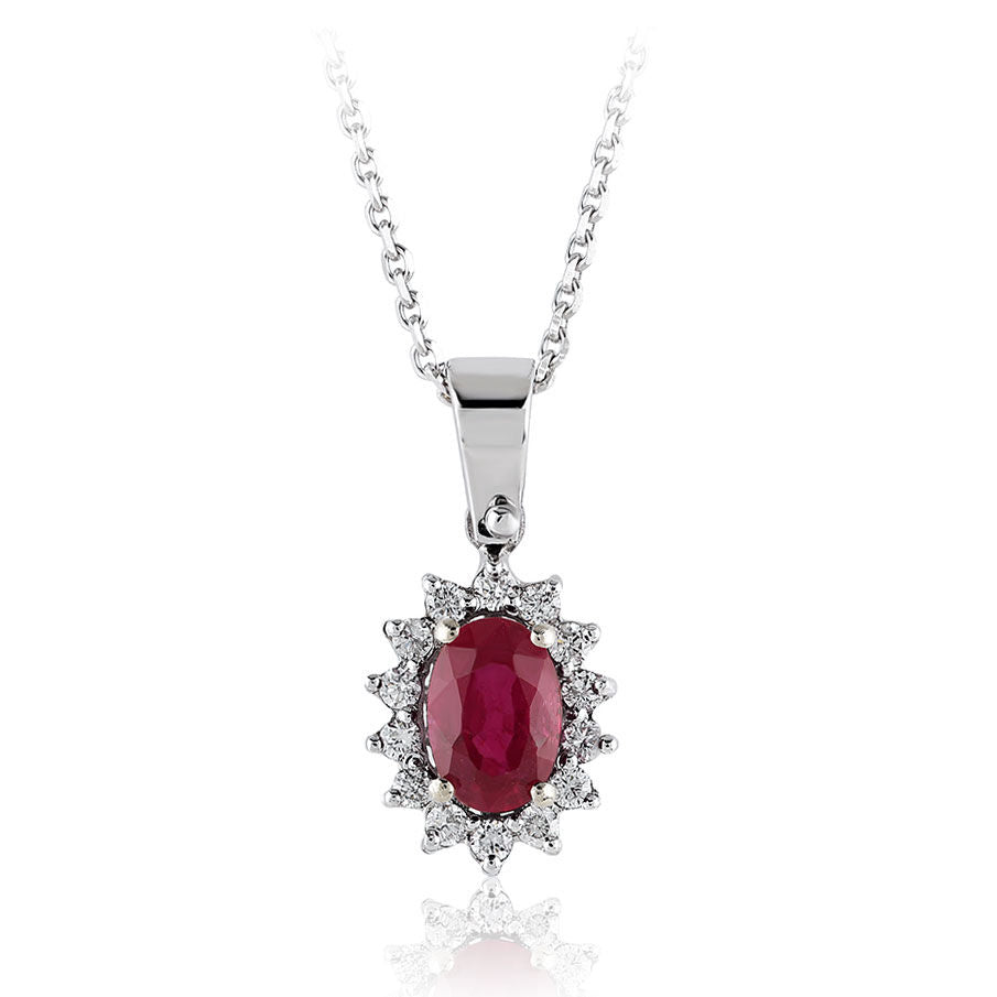 0.79 Carat Diamond Ruby Necklace