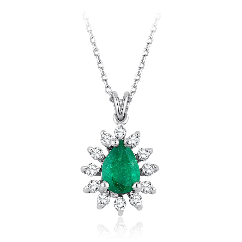 0.80 Carat Diamond Emerald Necklace