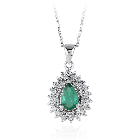 0.80 Carat Diamond Emerald Necklace