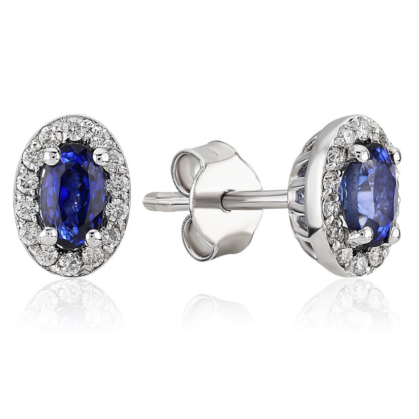 0.84 Carat Diamond Sapphire Earrings