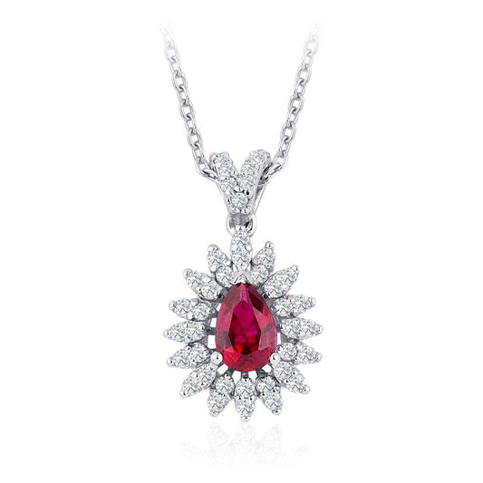 0.84 Carat Diamond Ruby Necklace