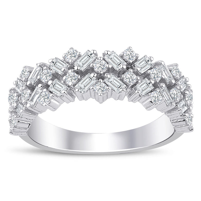 0.85 Carat Diamond Half Turn Baguette Ring